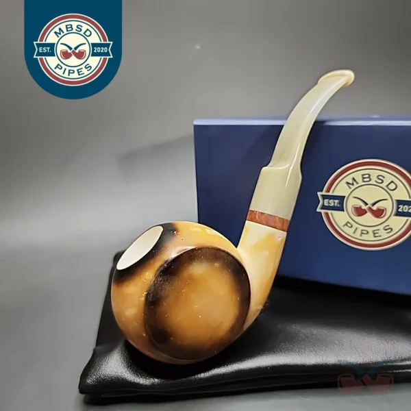 MBSD Meerschaum Deluxe Blowfish Block Meerschaum Pipe, Briar-Mortise