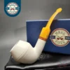 MBSD Meerschaum Deluxe Bent Rhodesian Block Meerschaum Pipe, Briar-Mortise