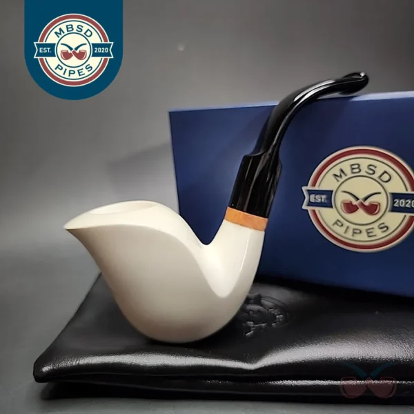MBSD Meerschaum Deluxe Swan Block Meerschaum Pipe, Briar-Mortise