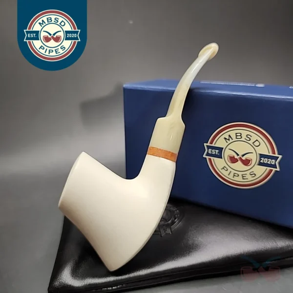MBSD Meerschaum Deluxe Volcano Translucent Block Meerschaum Pipe, Briar-Mortise