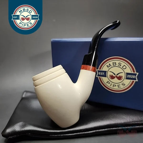 MBSD Meerschaum Deluxe Smooth Barrel Block Meerschaum Pipe, Briar-Mortise