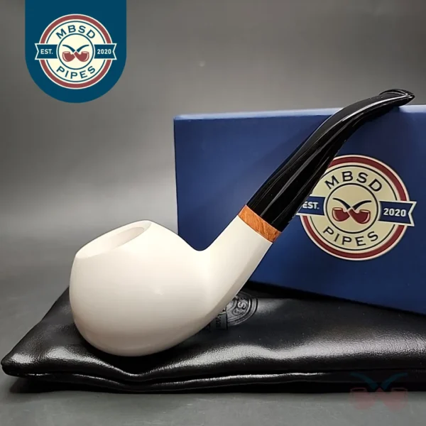 MBSD Meerschaum Deluxe Author Block Meerschaum Pipe, Briar-Mortise