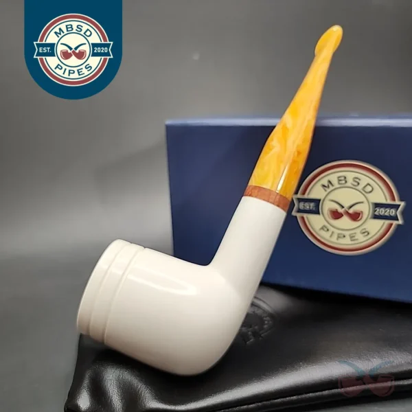 MBSD Meerschaum Deluxe Straight Billiard Block Meerschaum Pipe, Briar-Mortise