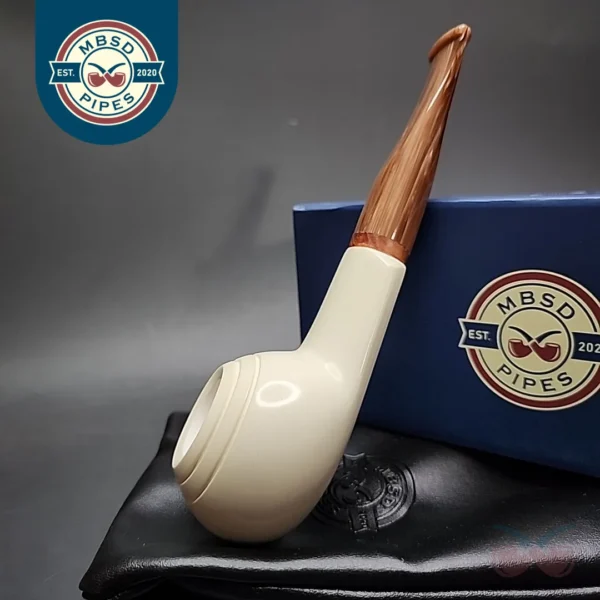 MBSD Meerschaum Deluxe Squat Tomato Block Meerschaum Pipe, Briar-Mortise