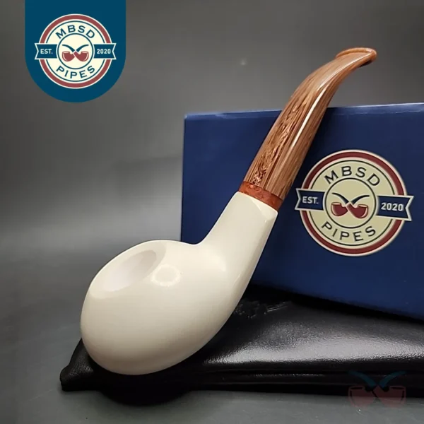 MBSD Meerschaum Deluxe Squat Tomato Block Meerschaum Pipe, Briar-Mortise