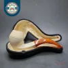 Antique KBB Bent Bulldog Block Meerschaum Pipe, Amber Stem, Unsmoked