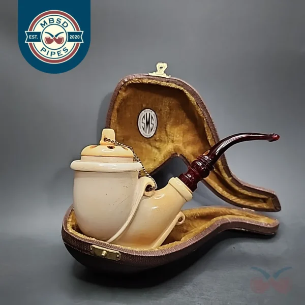SMS Wind Cap Vase Sitter Estate Block Meerschaum Pipe, Turkish Estates
