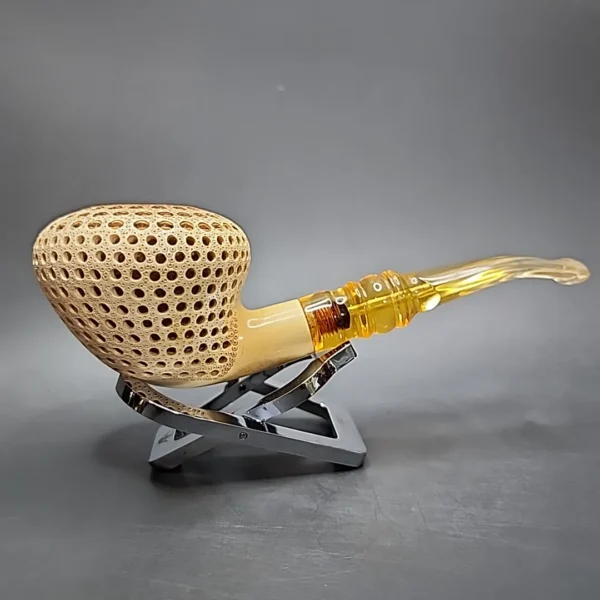Bent Mushroom Lattice Estate Block Meerschaum Pipe, Turkish Estates - Image 3