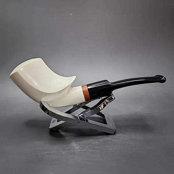 MBSD Meerschaum Deluxe Smooth Cobra Block Meerschaum Pipe, Briar-Mortise - Image 3