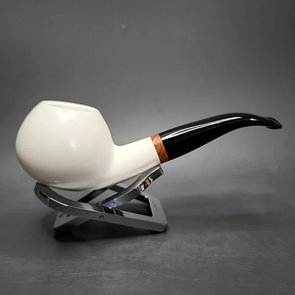 MBSD Meerschaum Deluxe Author Block Meerschaum Pipe, Briar-Mortise - Image 3