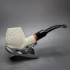 MBSD Meerschaum Deluxe  Lattice Bent Brandy Block Meerschaum Pipe, Briar-Mortise - Image 3
