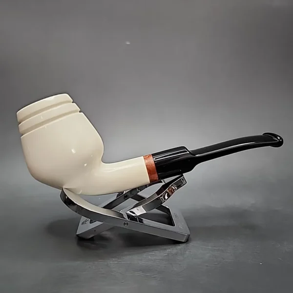 MBSD Meerschaum Deluxe Rhodesian Block Meerschaum Pipe, Briar-Mortise - Image 3