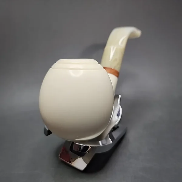MBSD Meerschaum Deluxe Bent Apple Block Meerschaum Pipe, Briar-Mortise - Image 4