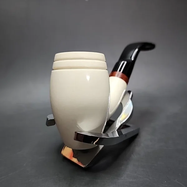 MBSD Meerschaum Deluxe Smooth Barrel Block Meerschaum Pipe, Briar-Mortise - Image 4
