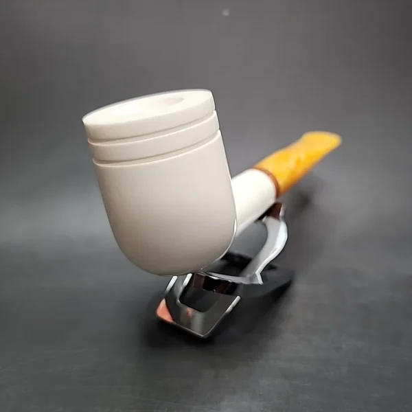 MBSD Meerschaum Deluxe Straight Billiard Block Meerschaum Pipe, Briar-Mortise - Image 4