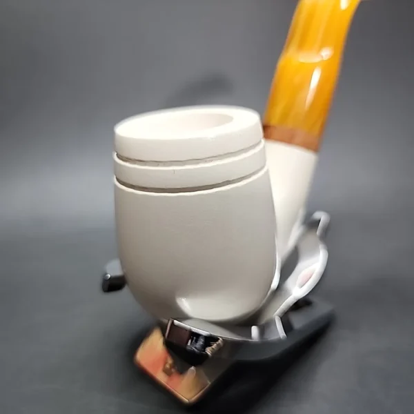 MBSD Meerschaum Deluxe Oom Paul Block Meerschaum Pipe, Briar-Mortise - Image 4