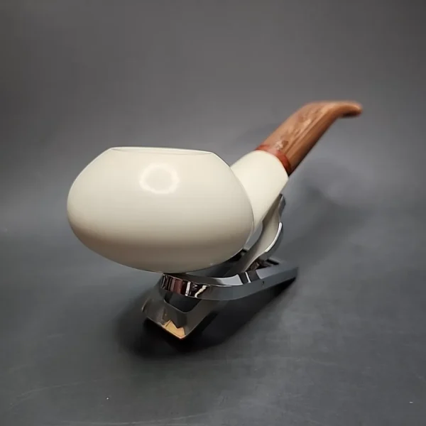 MBSD Meerschaum Deluxe Squat Tomato Block Meerschaum Pipe, Briar-Mortise - Image 4
