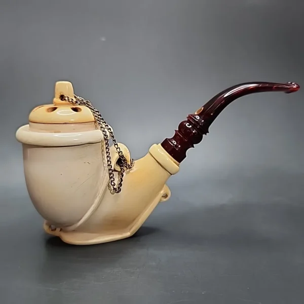 SMS Wind Cap Vase Sitter Estate Block Meerschaum Pipe, Turkish Estates - Image 4
