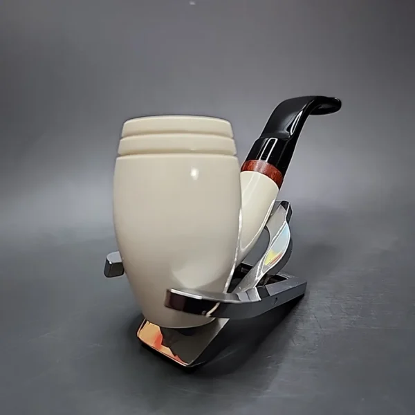 MBSD Meerschaum Deluxe Smooth Barrel Block Meerschaum Pipe, Briar-Mortise - Image 5