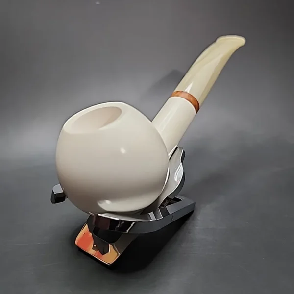 MBSD Meerschaum Deluxe Smooth Apple Block Meerschaum Pipe, Briar-Mortise - Image 5