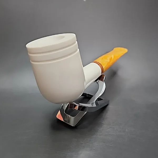 MBSD Meerschaum Deluxe Straight Billiard Block Meerschaum Pipe, Briar-Mortise - Image 5