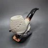 MBSD Meerschaum Deluxe  Lattice Bent Brandy Block Meerschaum Pipe, Briar-Mortise - Image 5