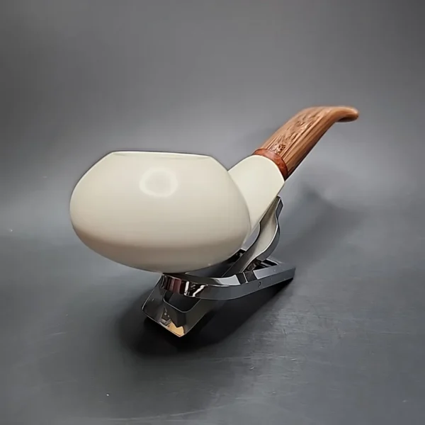 MBSD Meerschaum Deluxe Squat Tomato Block Meerschaum Pipe, Briar-Mortise - Image 5