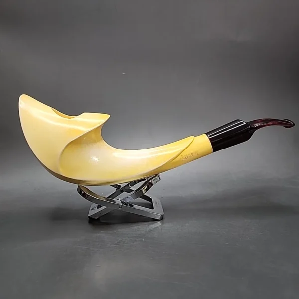 Sadik Yanik Magnum Horn Estate Block Meerschaum Pipe, Unsmoked - Image 5