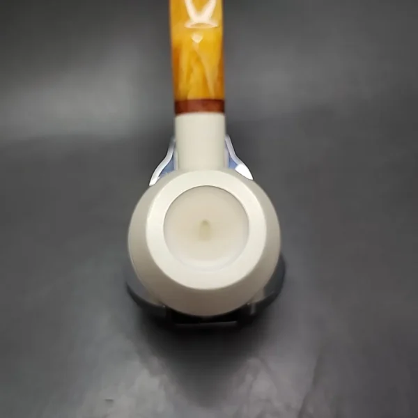 MBSD Meerschaum Deluxe Bent Rhodesian Block Meerschaum Pipe, Briar-Mortise - Image 6