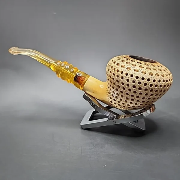 Bent Mushroom Lattice Estate Block Meerschaum Pipe, Turkish Estates - Image 7