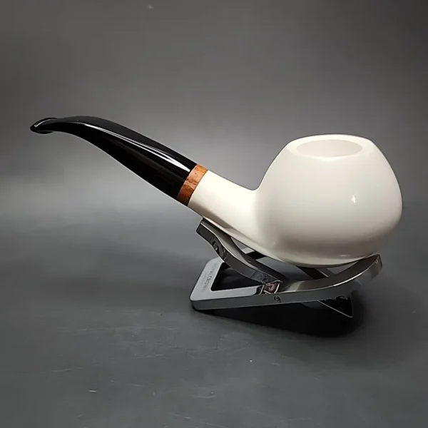 MBSD Meerschaum Deluxe Author Block Meerschaum Pipe, Briar-Mortise - Image 7