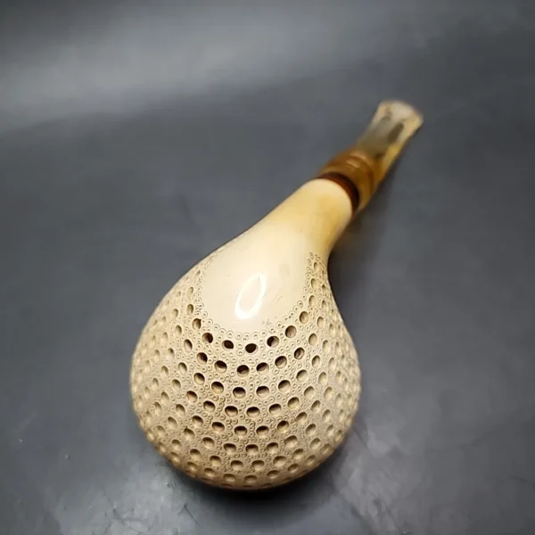 Bent Mushroom Lattice Estate Block Meerschaum Pipe, Turkish Estates - Image 8
