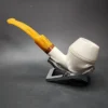 MBSD Meerschaum Deluxe Bent Rhodesian Block Meerschaum Pipe, Briar-Mortise - Image 8