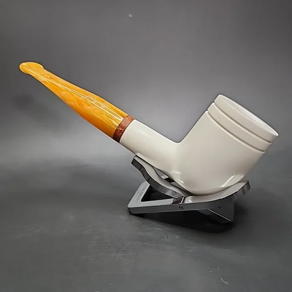 MBSD Meerschaum Deluxe Straight Billiard Block Meerschaum Pipe, Briar-Mortise - Image 8