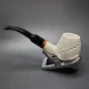 MBSD Meerschaum Deluxe  Lattice Bent Brandy Block Meerschaum Pipe, Briar-Mortise - Image 8