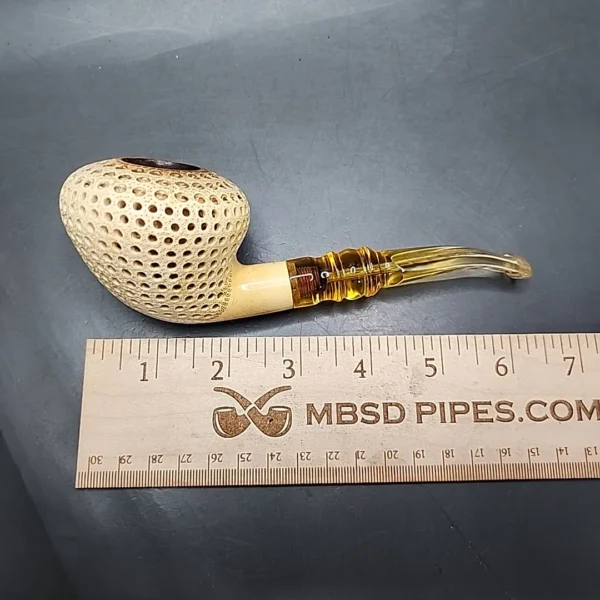 Bent Mushroom Lattice Estate Block Meerschaum Pipe, Turkish Estates - Image 9