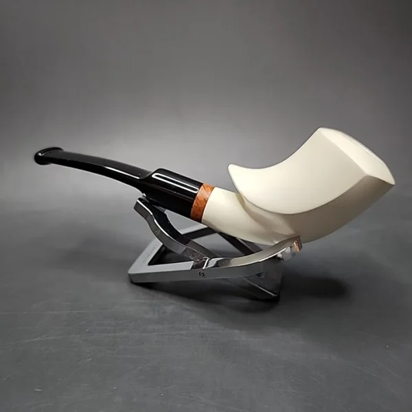 MBSD Meerschaum Deluxe Smooth Cobra Block Meerschaum Pipe, Briar-Mortise - Image 8