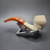 Antique KBB Bent Bulldog Block Meerschaum Pipe, Amber Stem, Unsmoked - Image 9