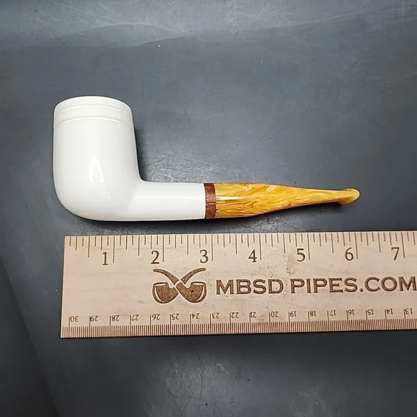 MBSD Meerschaum Deluxe Straight Billiard Block Meerschaum Pipe, Briar-Mortise - Image 10