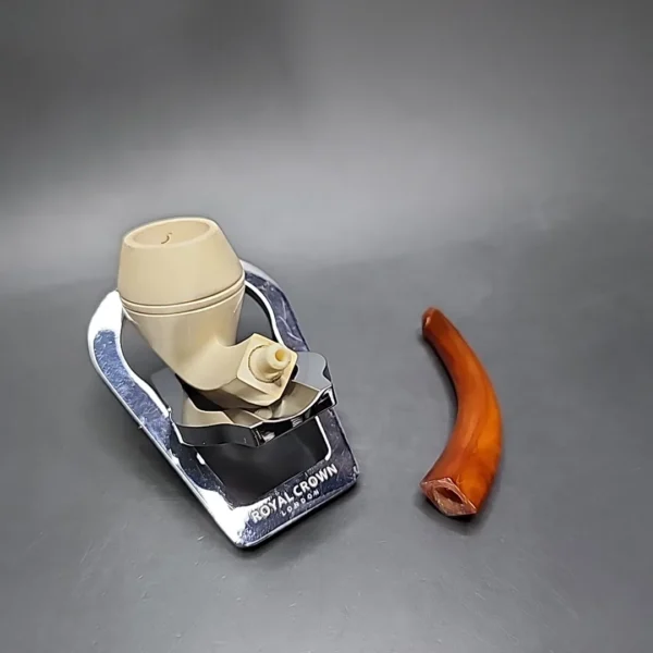 Antique KBB Bent Bulldog Block Meerschaum Pipe, Amber Stem, Unsmoked - Image 12