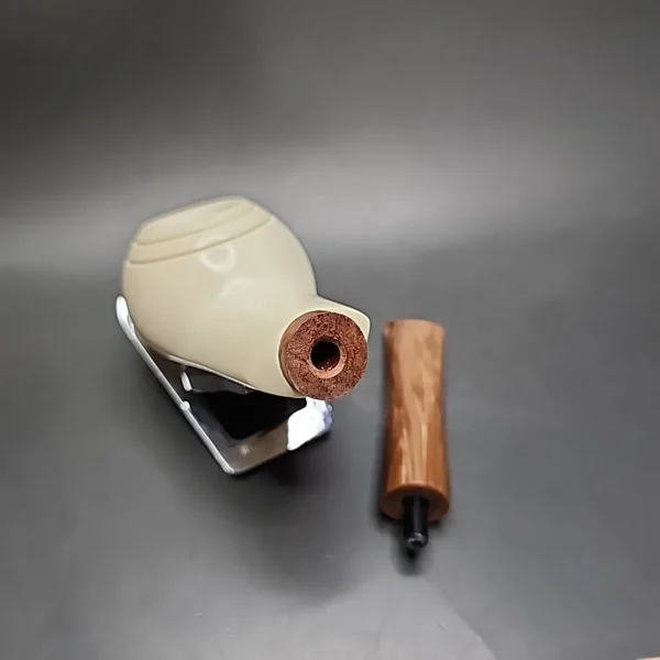 MBSD Meerschaum Deluxe Squat Tomato Block Meerschaum Pipe, Briar-Mortise - Image 12