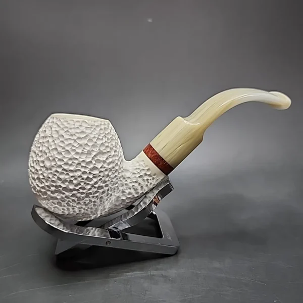 MBSD Meerschaum Deluxe Bent Apple Block Meerschaum Pipe, Briar-Mortise - Image 3