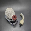 MBSD Meerschaum Deluxe Bent Apple Block Meerschaum Pipe, Briar-Mortise - Image 11