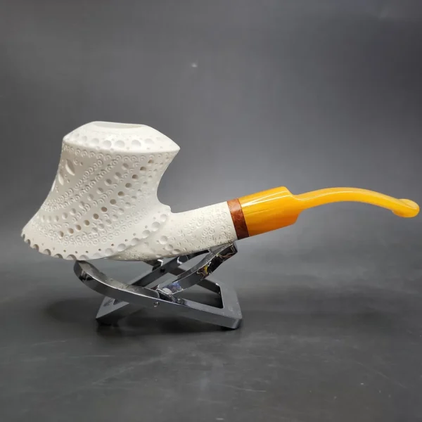 MBSD Meerschaum Deluxe Volcano Block Meerschaum Pipe, Briar-Mortise - Image 3