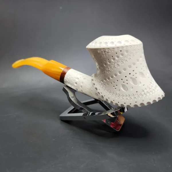 MBSD Meerschaum Deluxe Volcano Block Meerschaum Pipe, Briar-Mortise - Image 5