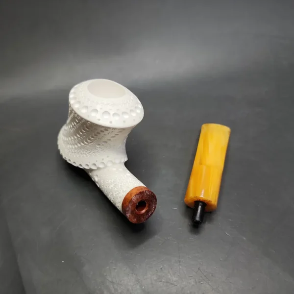 MBSD Meerschaum Deluxe Volcano Block Meerschaum Pipe, Briar-Mortise - Image 10