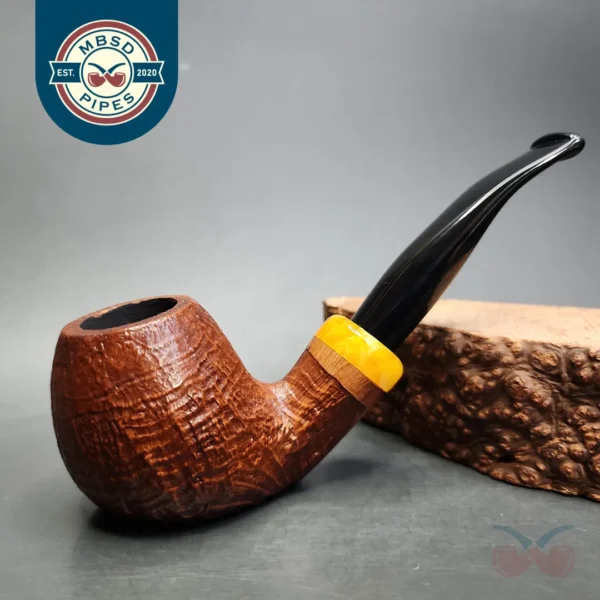 Volkan Calypso Sandblasted Brandy Estate Briar Pipe, Italian Estates