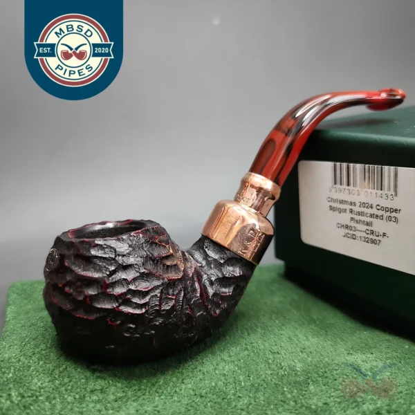 Peterson 2024 Christmas Pipe 03 Rusticated Apple Briar Pipe, FT, New