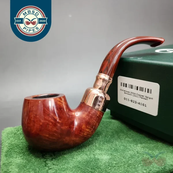 Peterson 2024 Christmas Pipe 221 Smooth Bent Billiard Briar Pipe, FT, New