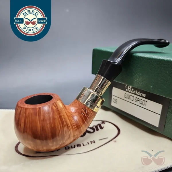 Peterson 03S Gold Spigot Bent Apple Estate Briar Pipe, Irish Estates